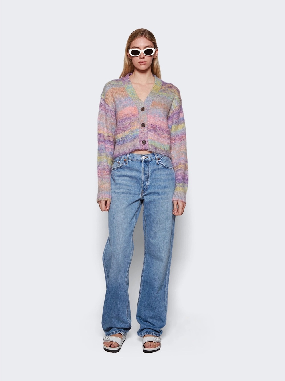 Re/done loose long jeans in wasted indigo wash